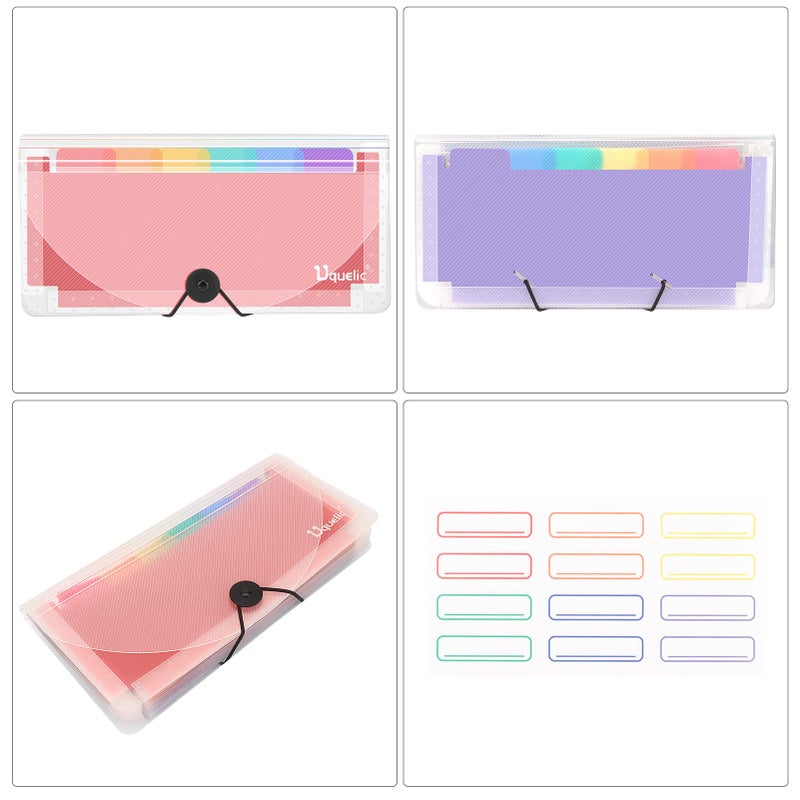 Uquelic Stand Receipt Organizer Folder - 13 Pockets Expanding Accordion Coupon Organizer, Envelope Organizer, Rainbow Large Capacity Sticker Organizer, Small Envelope Organizer with Label, 10 x 5 inch - Image 5